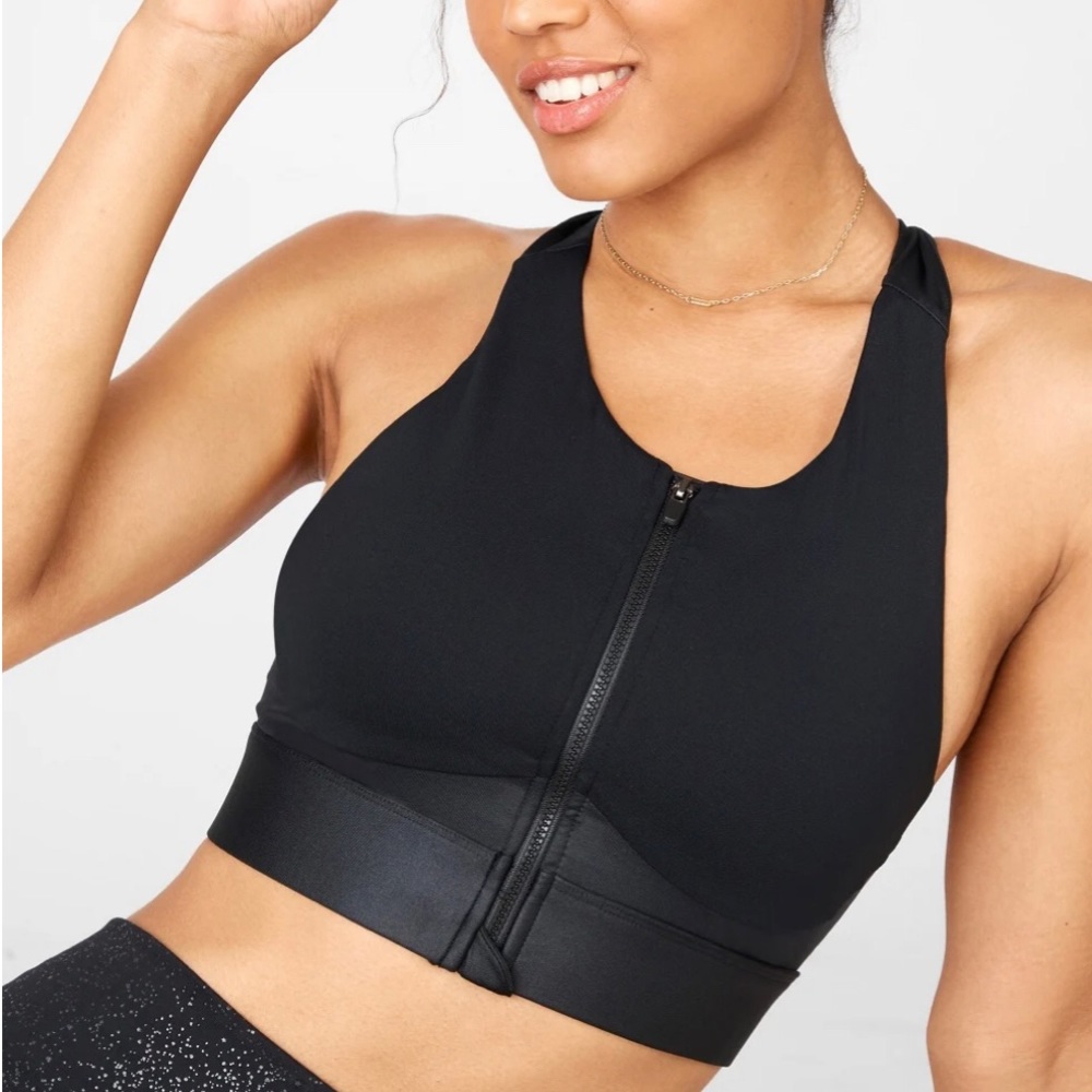 FABLETICS Black No-Bounce Sports Bra Zip-Up Size Small